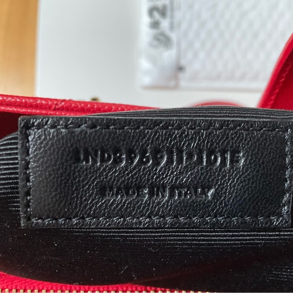 Saint Laurent Chevron-Quilted Leather Shoulder Chain Tote Bag, Red - Picture 10 of 11